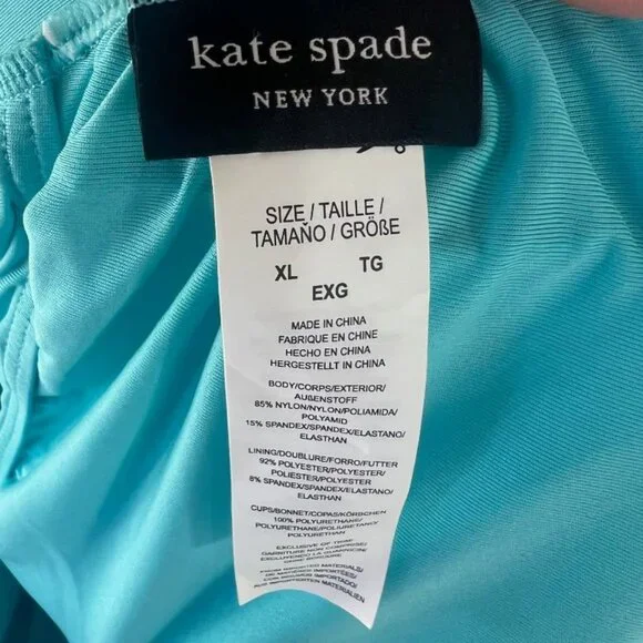 NWT Kate Spade New York Off Shoulder Ruffle Swimsuit in River Blue - Size XL - Picture 6 of 7
